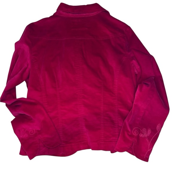 Live a Little Pink Velvet Embroidered Floral Blazer Jacket M Y2K Western Boho - Picture 7 of 13